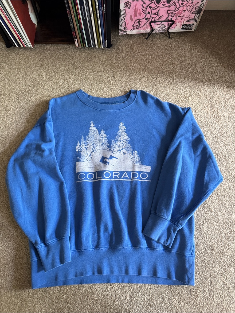 American Eagle Outfitters Blue Crewneck with White Colorado Graphic